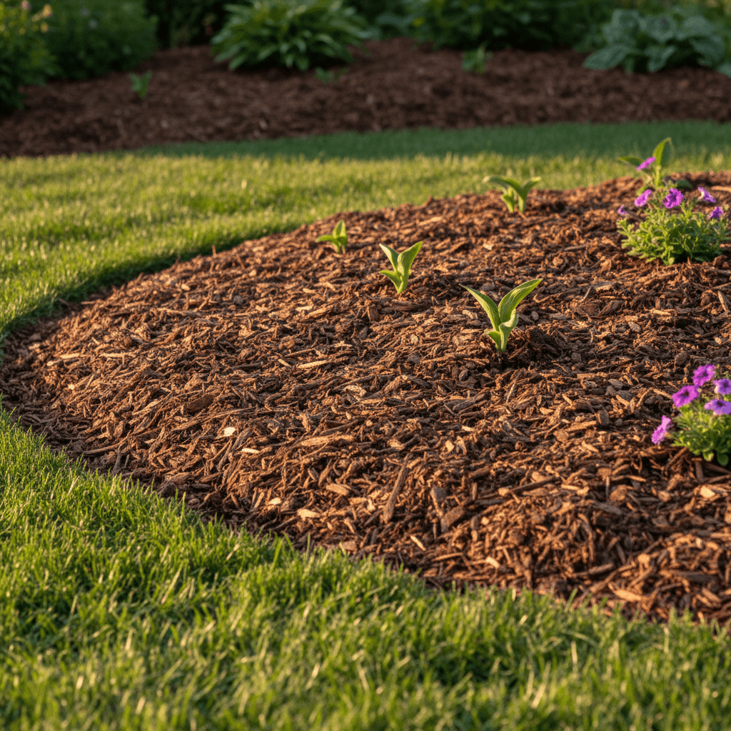 Fresh mulch and bed edging