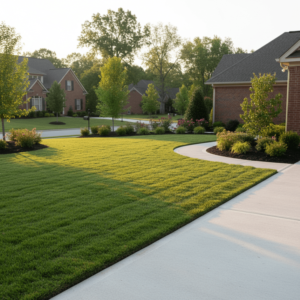 Finished lawn maintenance project
