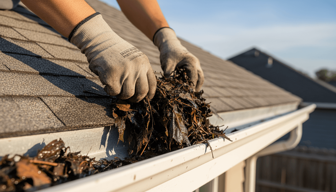 Cleaned residential gutter