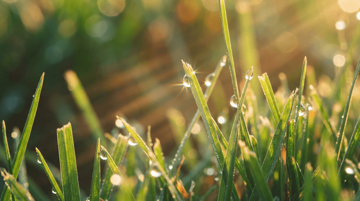 Fresh cut grass with morning dew