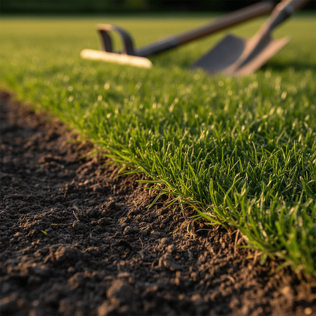 Cleanly edged landscape bed showing professional attention to detail